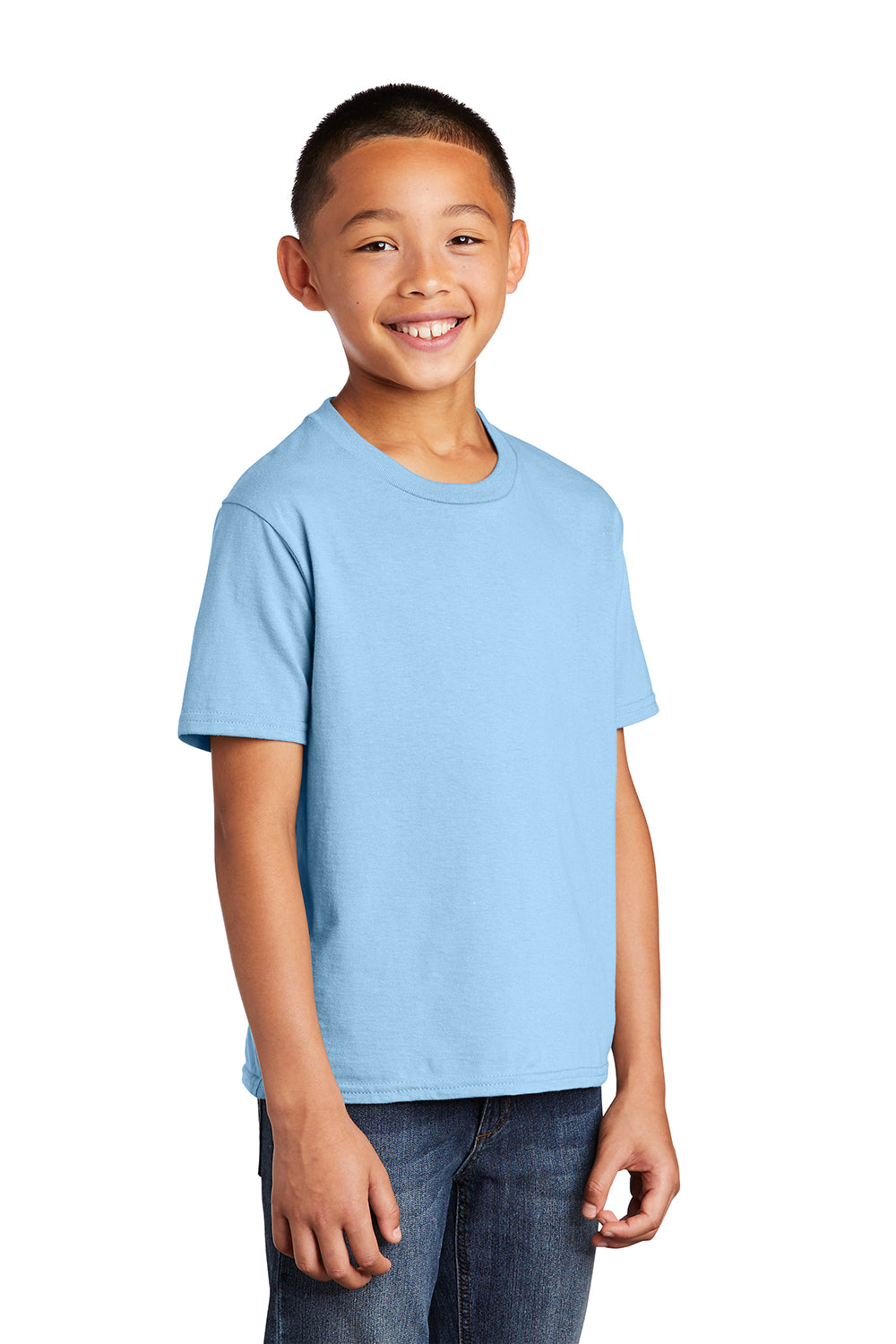 Port & Company PC450Y Youth Fan Favorite Short Sleeve Crewneck T-Shirt Light Blue Model 3q