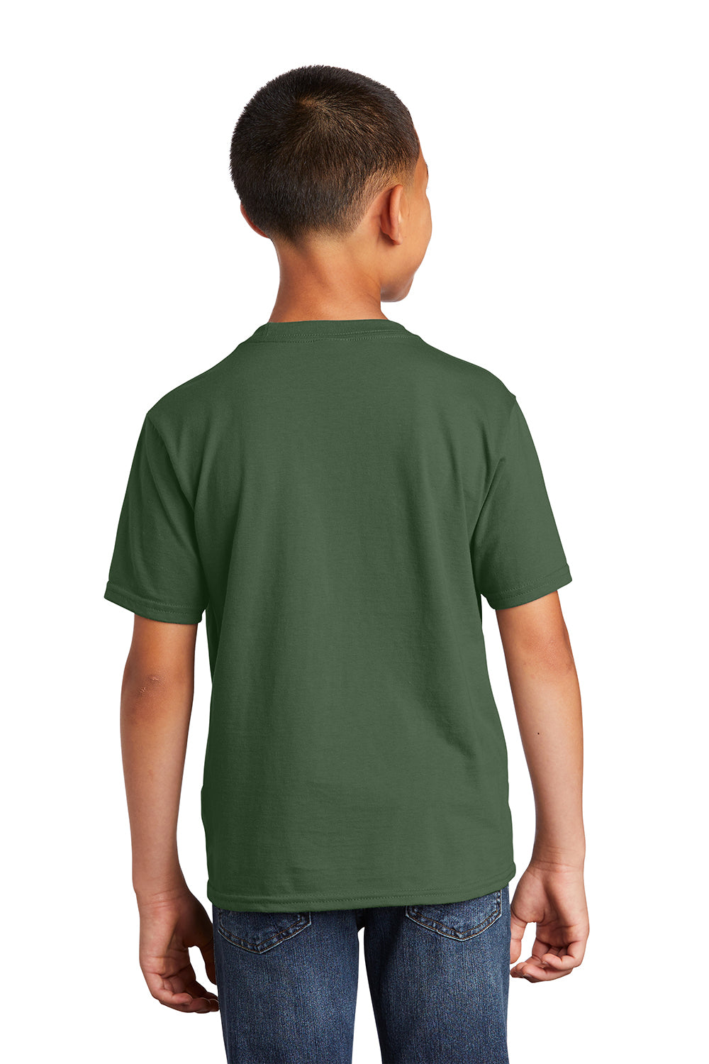 Port & Company PC450Y Youth Fan Favorite Short Sleeve Crewneck T-Shirt Olive Green Model Back