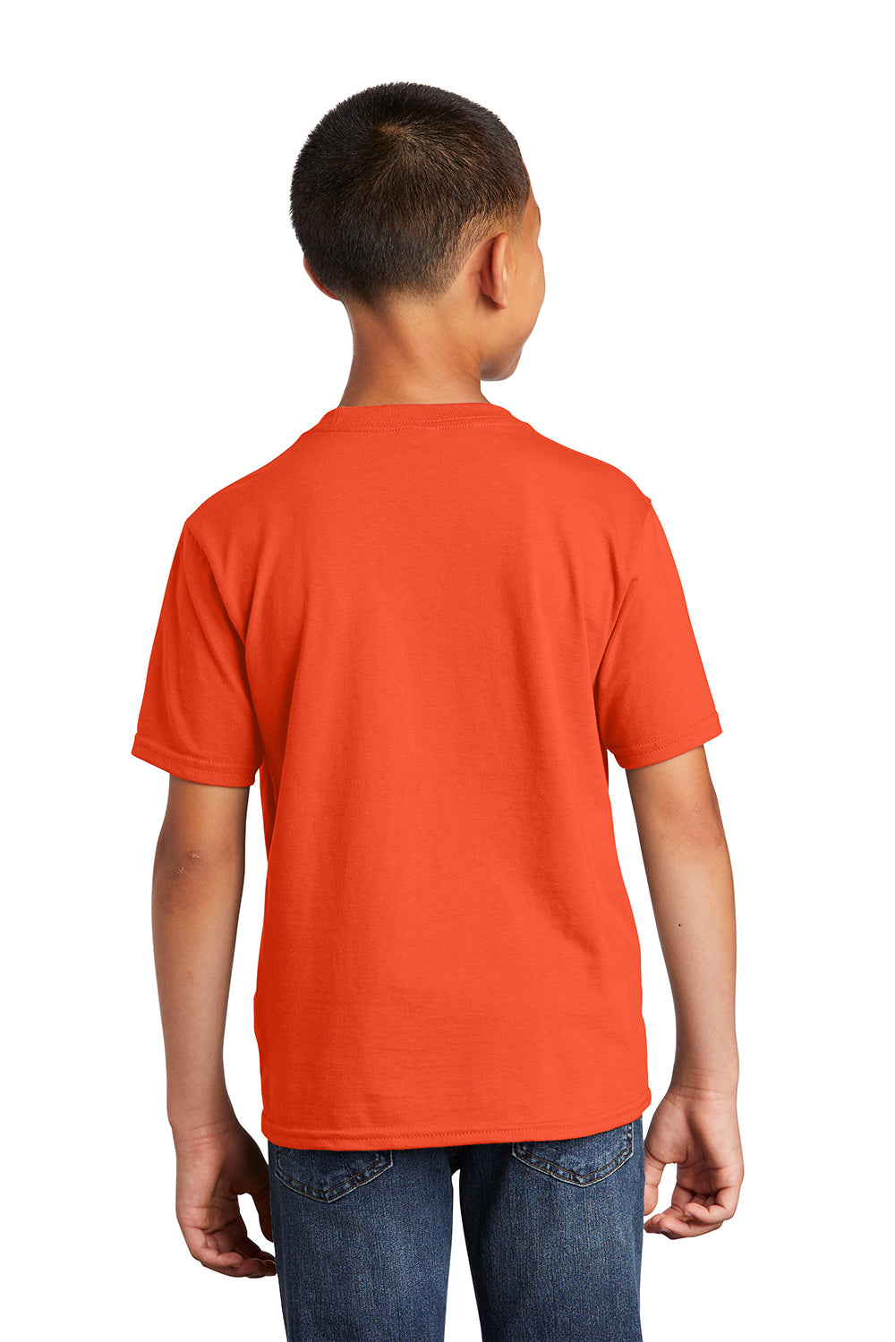 Port & Company PC450Y Youth Fan Favorite Short Sleeve Crewneck T-Shirt Orange Model Back