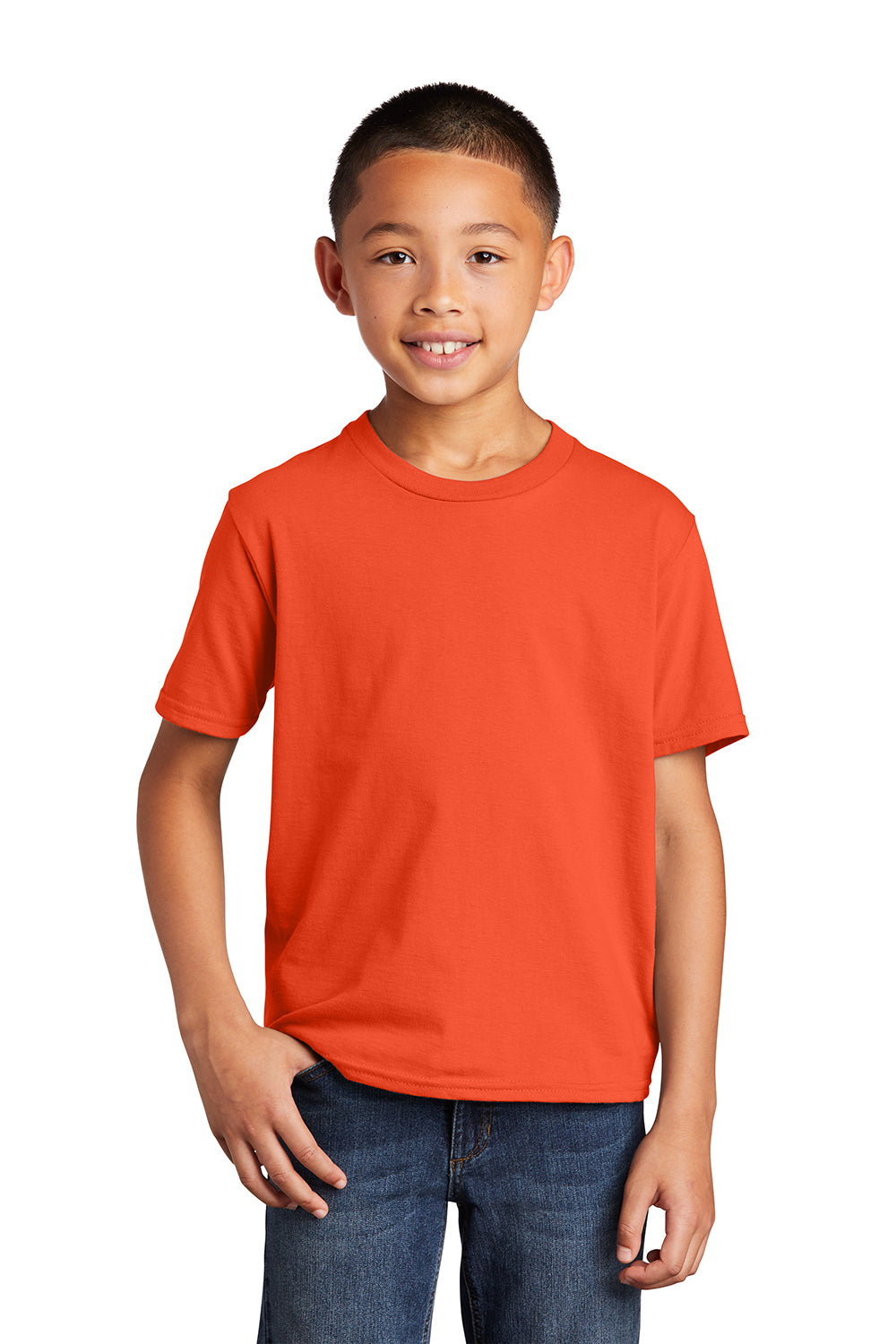 Port & Company PC450Y Youth Fan Favorite Short Sleeve Crewneck T-Shirt Orange Model Front