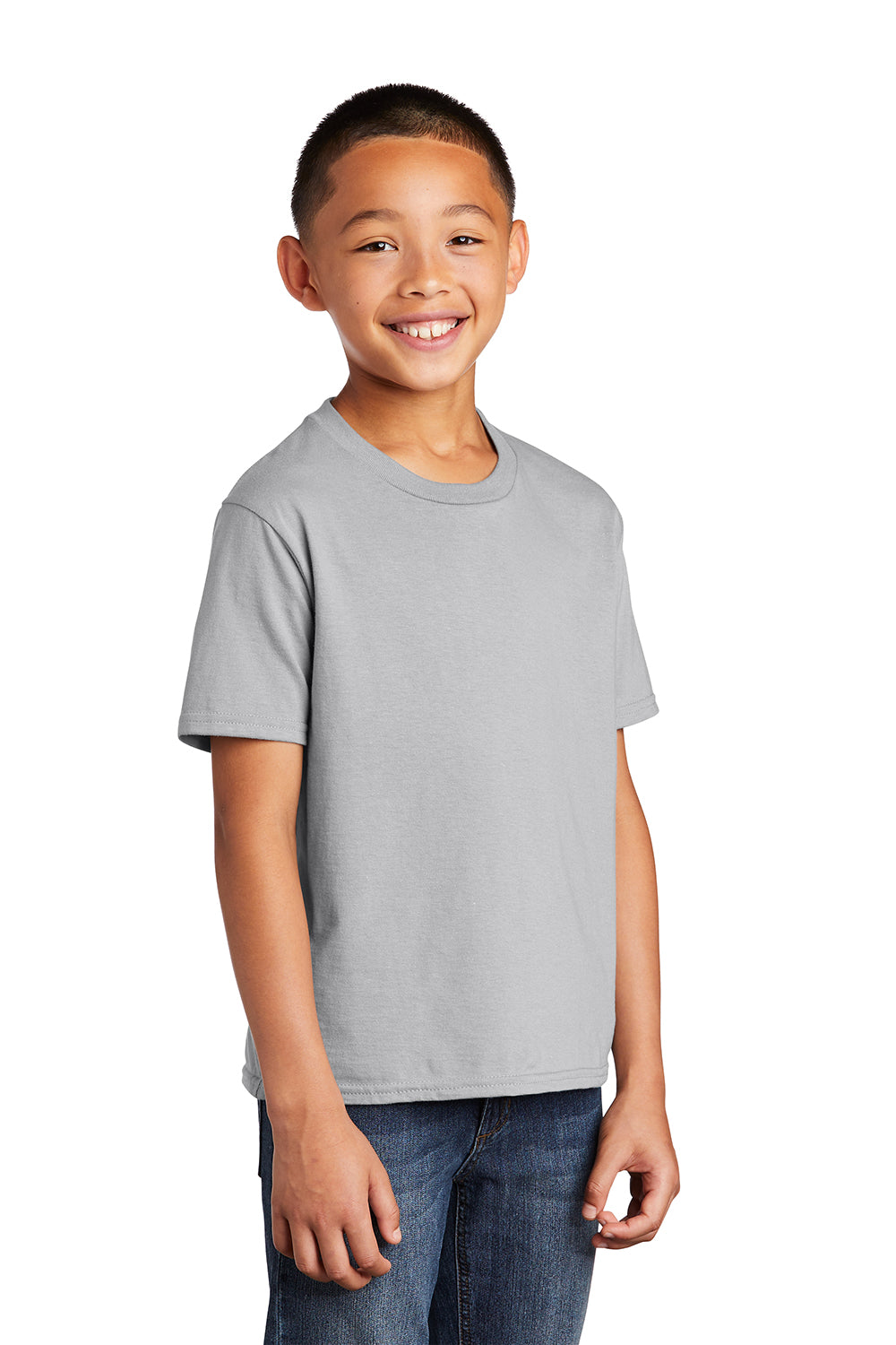 Port & Company PC450Y Youth Fan Favorite Short Sleeve Crewneck T-Shirt Silver Grey Model 3q