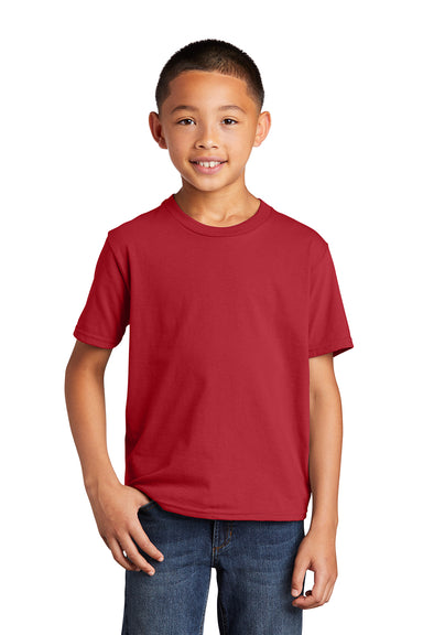 Port & Company PC450Y Youth Fan Favorite Short Sleeve Crewneck T-Shirt Team Cardinal Red Model Front