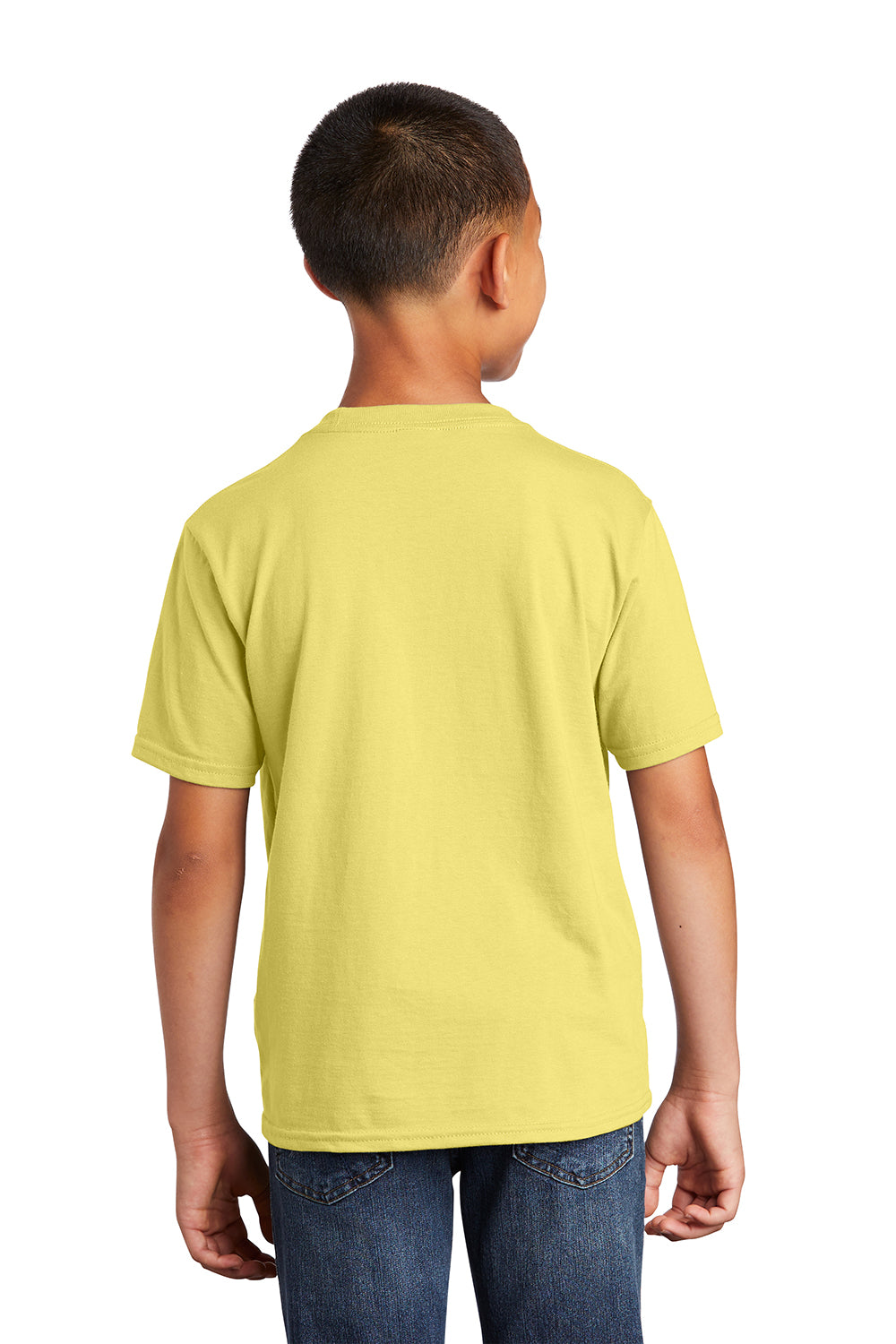 Port & Company PC450Y Youth Fan Favorite Short Sleeve Crewneck T-Shirt Yellow Model Back