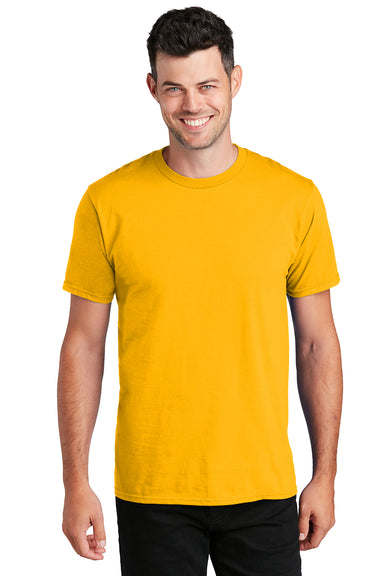 Port & Company PC450 Mens Fan Favorite Short Sleeve Crewneck T-Shirt Bright Gold Model Front