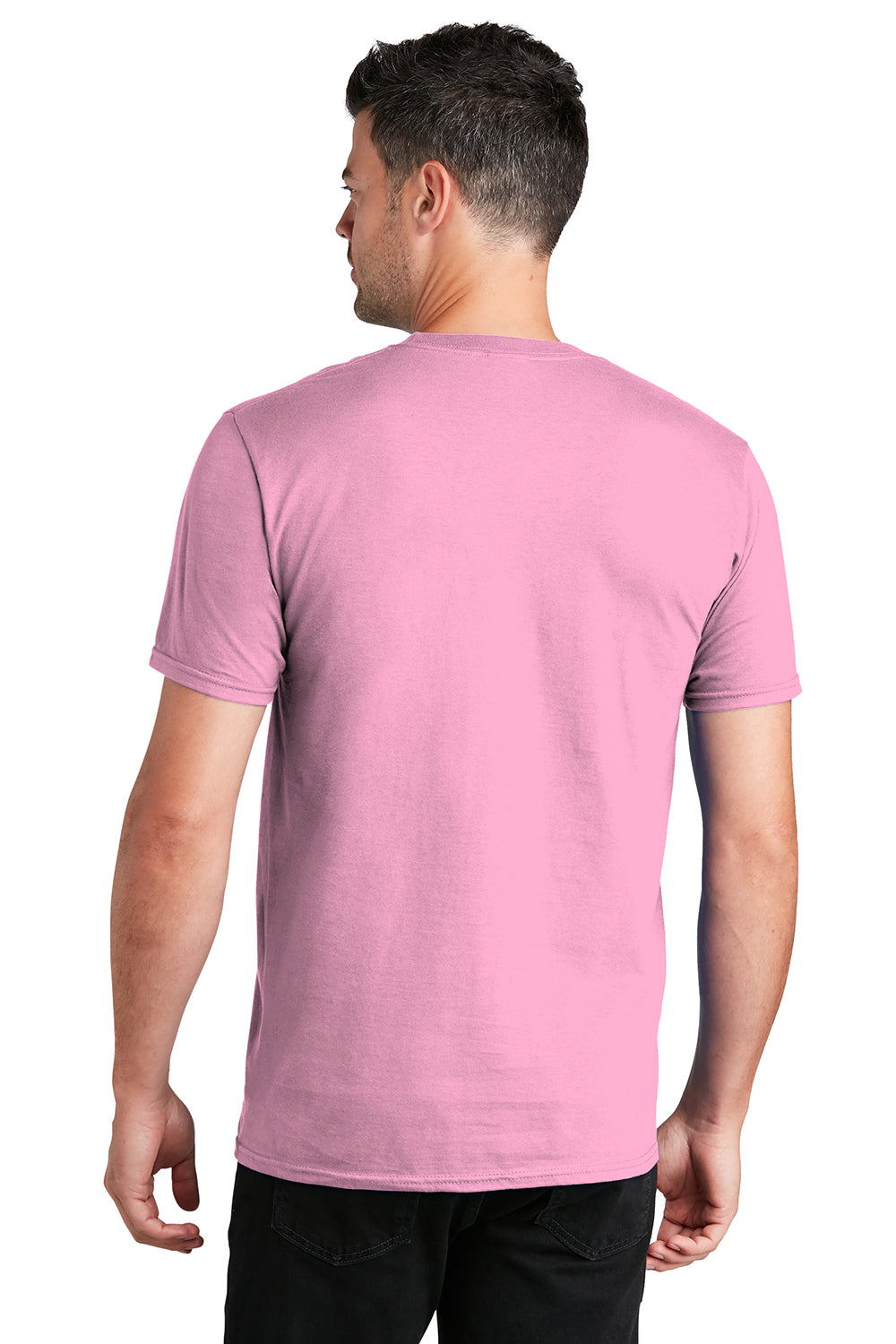 Port & Company PC450 Mens Fan Favorite Short Sleeve Crewneck T-Shirt Candy Pink Model Back