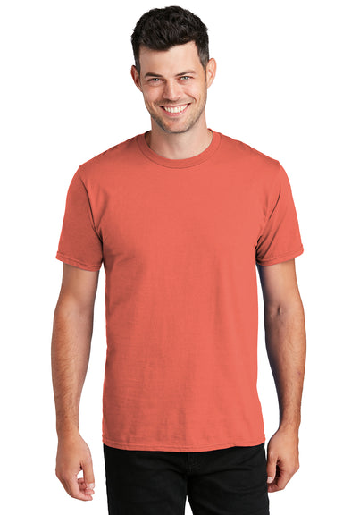 Port & Company PC450 Mens Fan Favorite Short Sleeve Crewneck T-Shirt Coral Model Front