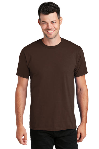 Port & Company PC450 Mens Fan Favorite Short Sleeve Crewneck T-Shirt Dark Chocolate Brown Model Front