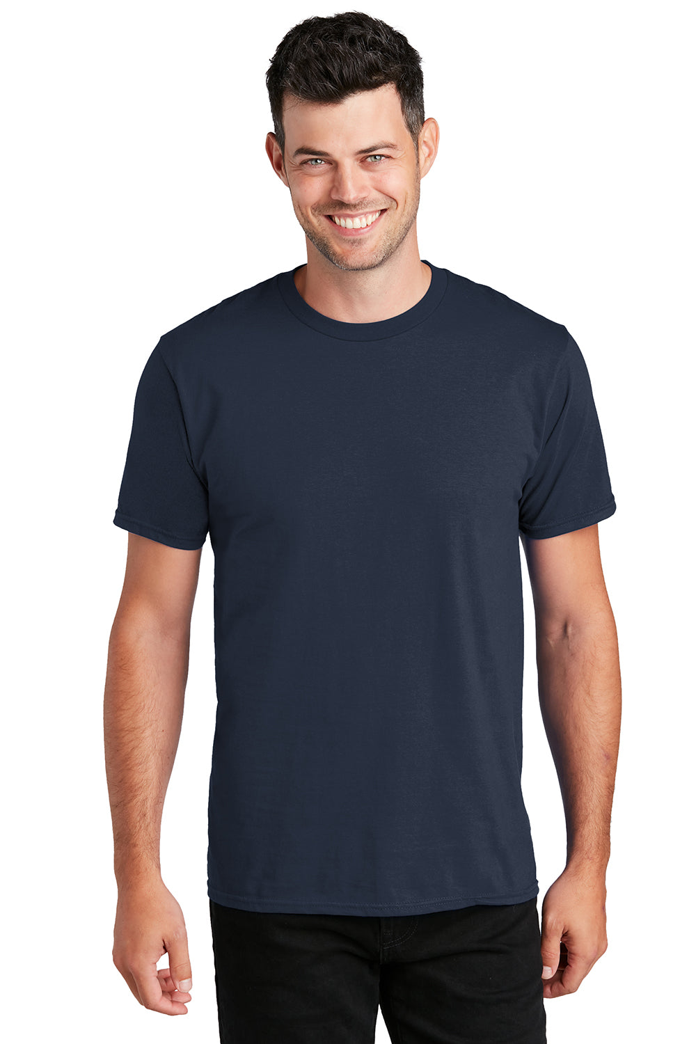 Port & Company PC450 Mens Fan Favorite Short Sleeve Crewneck T-Shirt Deep Navy Blue Model Front