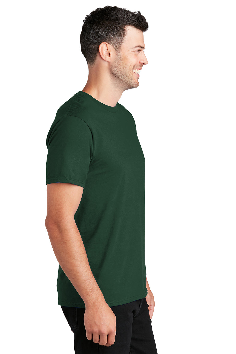 Port & Company PC450 Mens Fan Favorite Short Sleeve Crewneck T-Shirt Forest Green Model Side