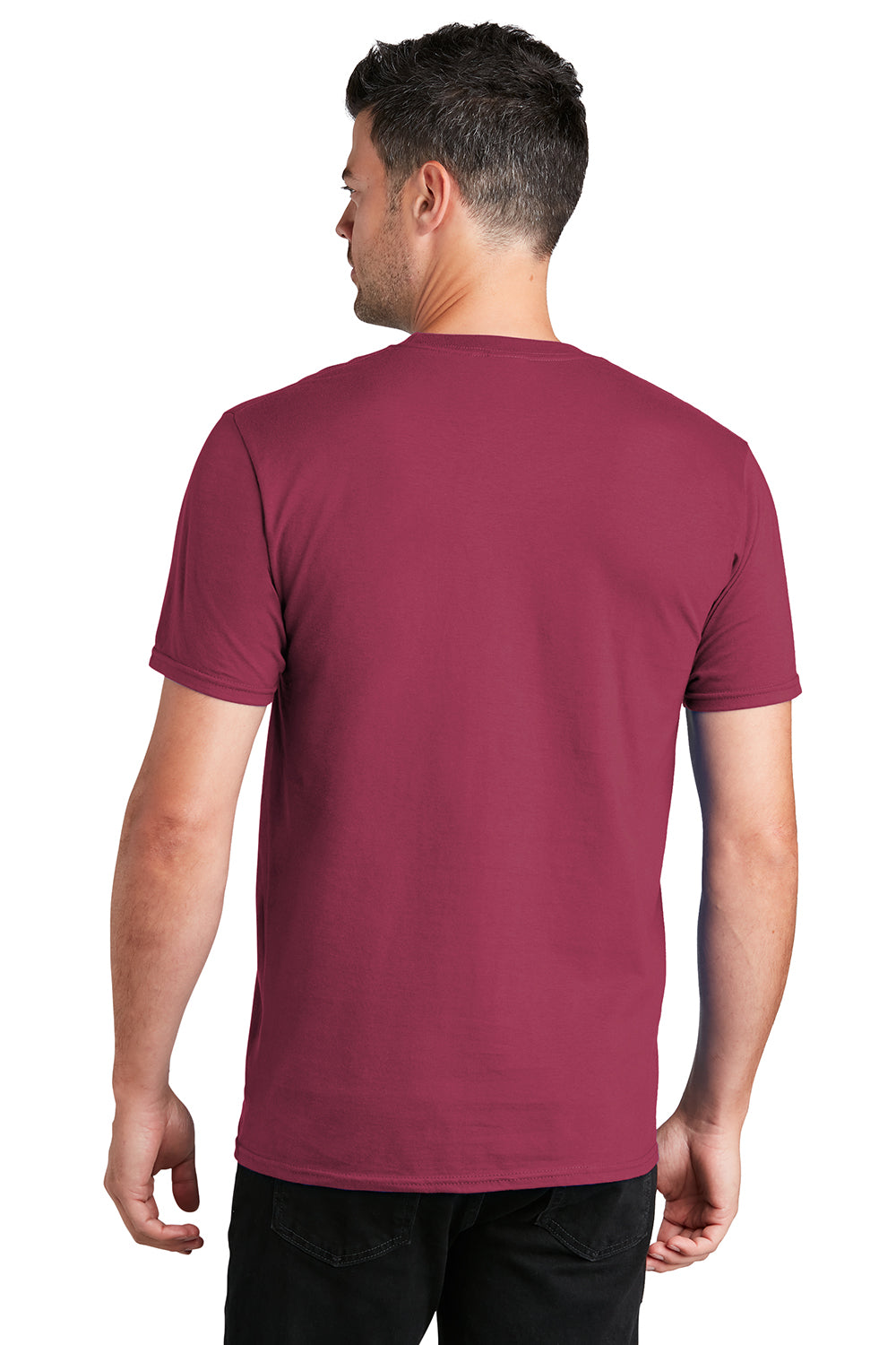 Port & Company PC450 Mens Fan Favorite Short Sleeve Crewneck T-Shirt Garnet Red Model Back