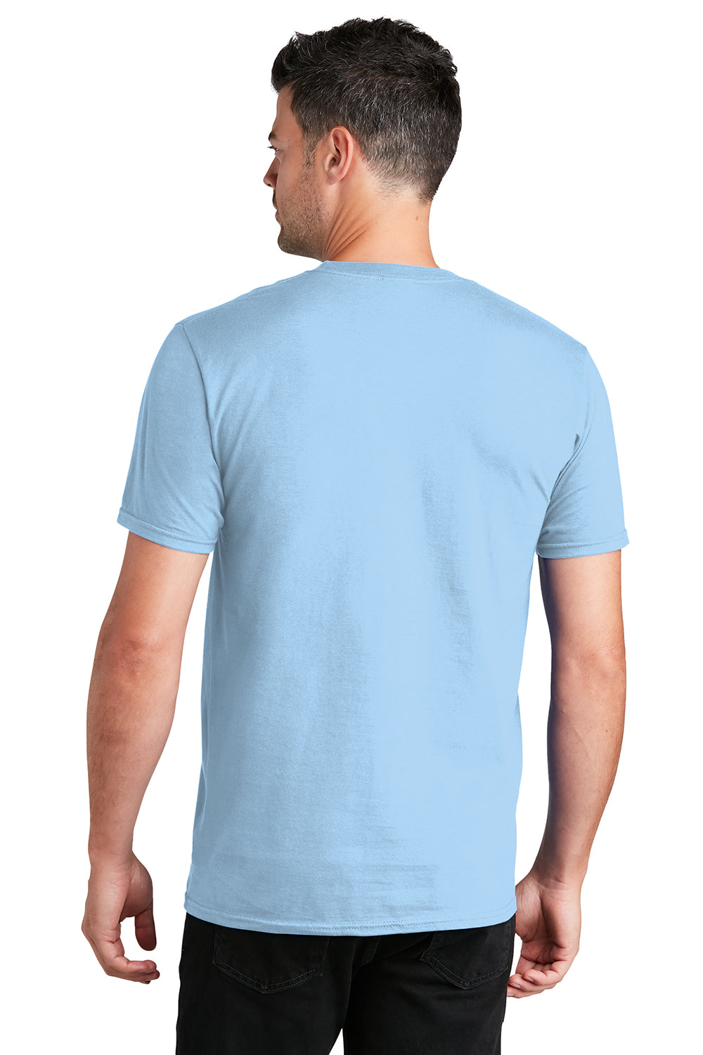 Port & Company PC450 Mens Fan Favorite Short Sleeve Crewneck T-Shirt Light Blue Model Back