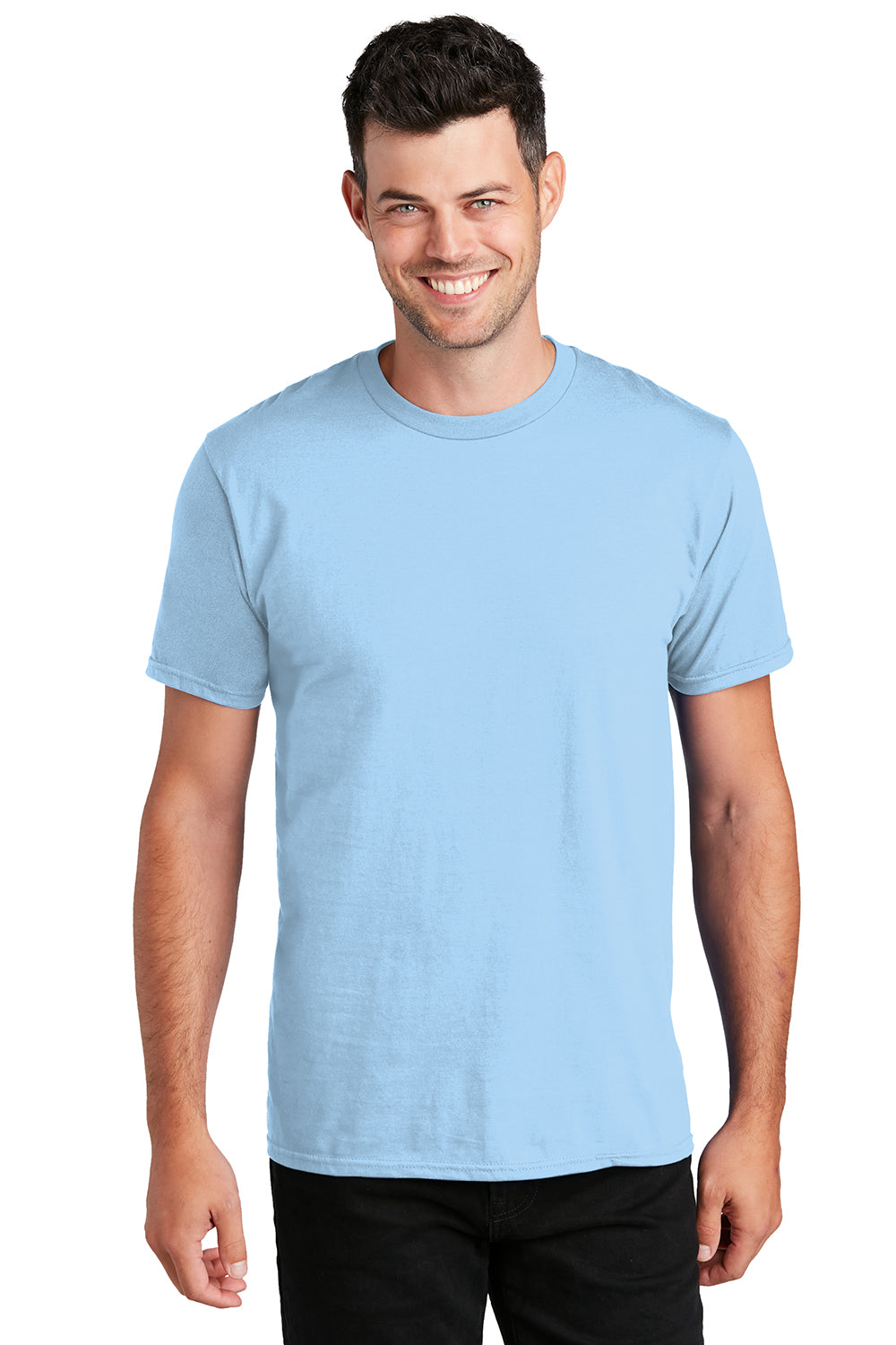 Port & Company PC450 Mens Fan Favorite Short Sleeve Crewneck T-Shirt Light Blue Model Front