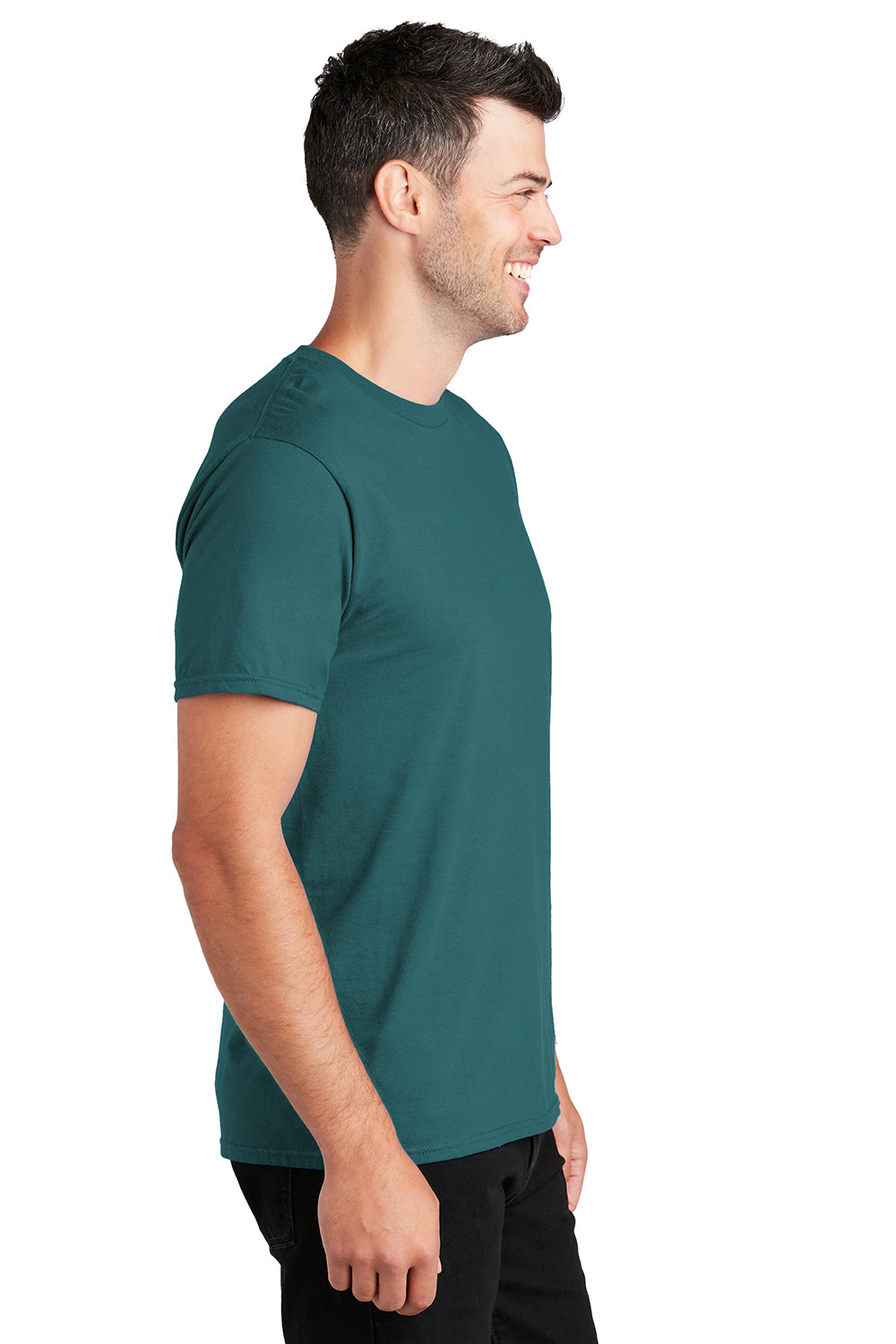 Port & Company PC450 Mens Fan Favorite Short Sleeve Crewneck T-Shirt Marine Green Model Side