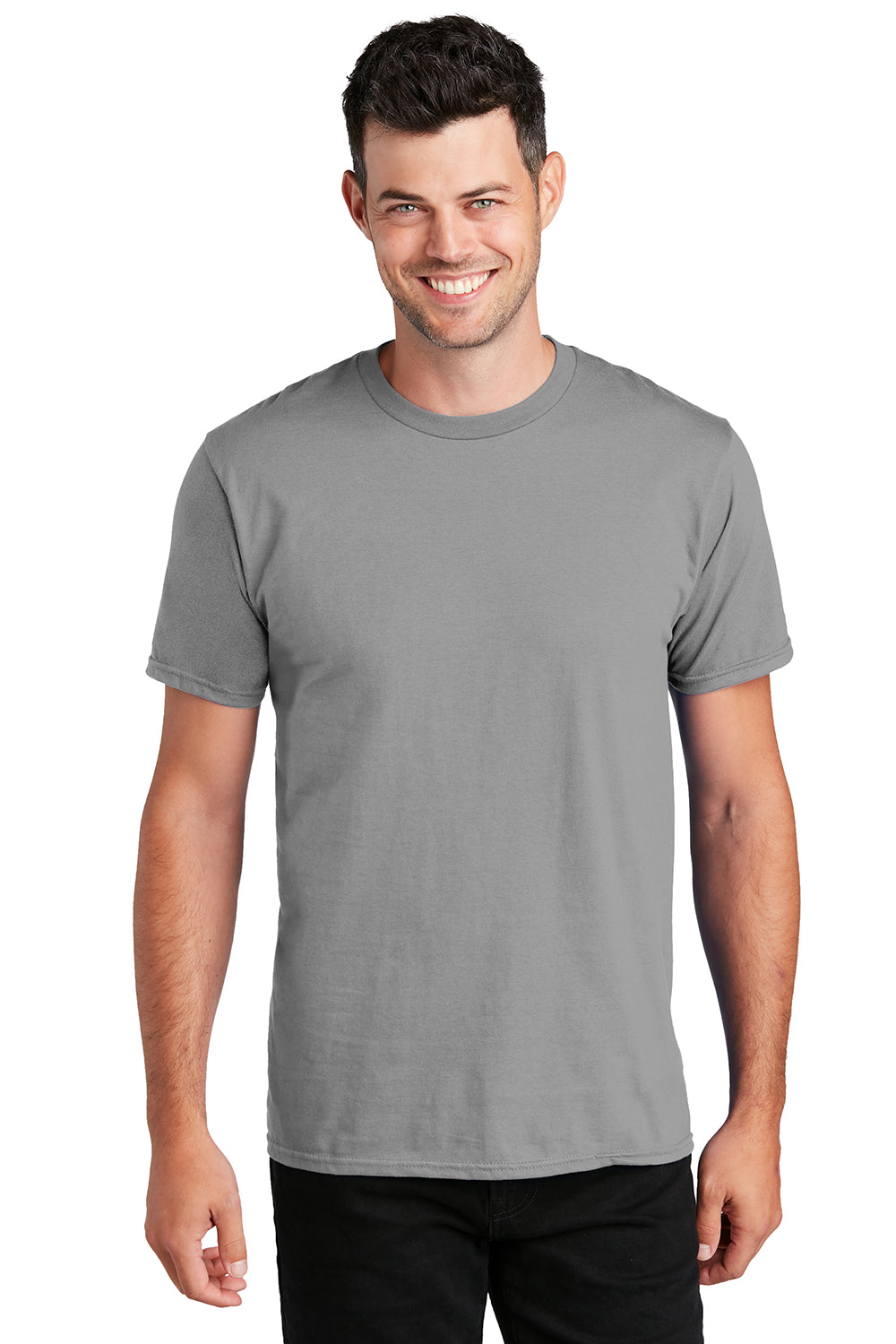 Port & Company PC450 Mens Fan Favorite Short Sleeve Crewneck T-Shirt Medium Grey Model Front