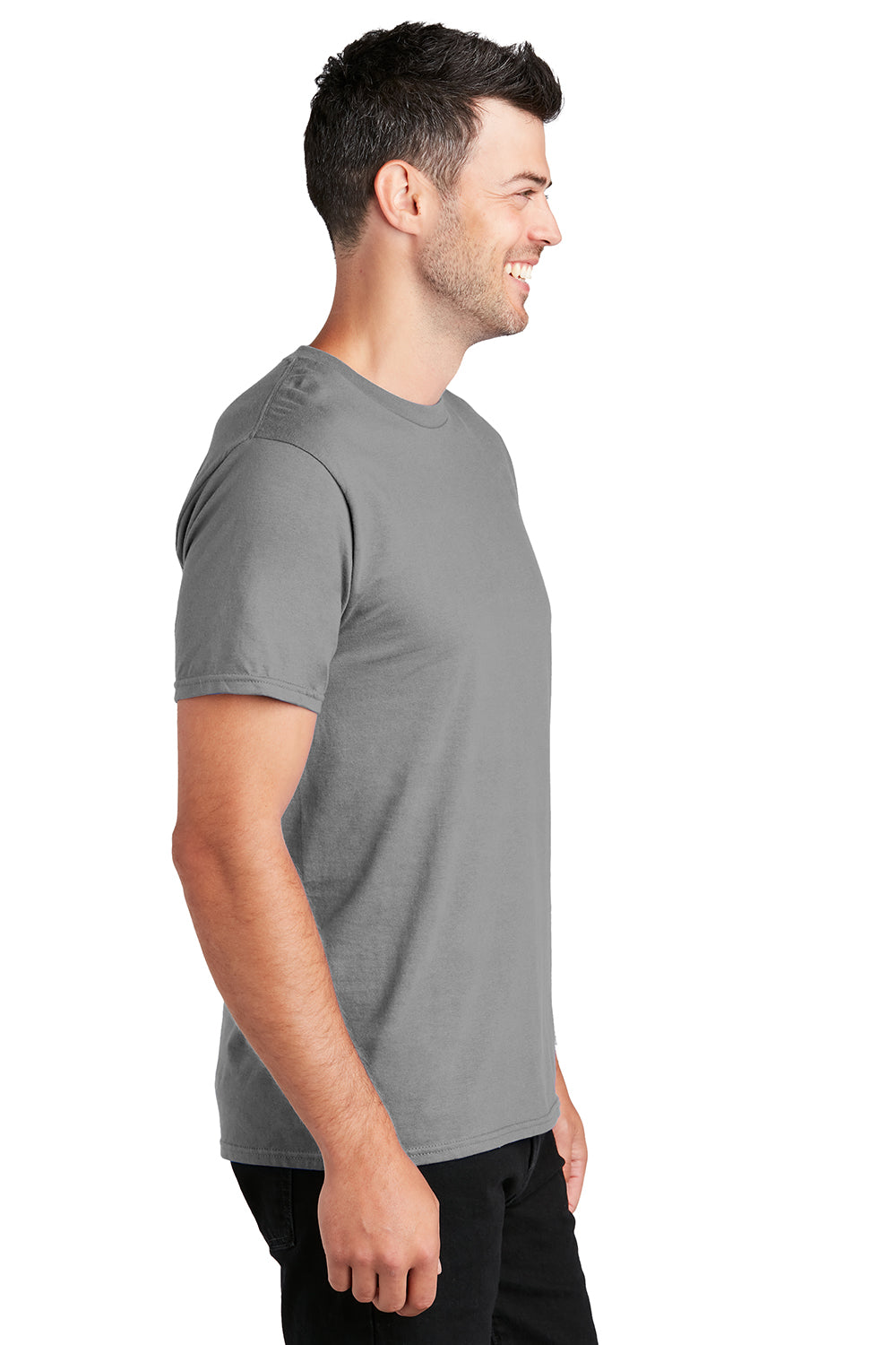 Port & Company PC450 Mens Fan Favorite Short Sleeve Crewneck T-Shirt Medium Grey Model Side