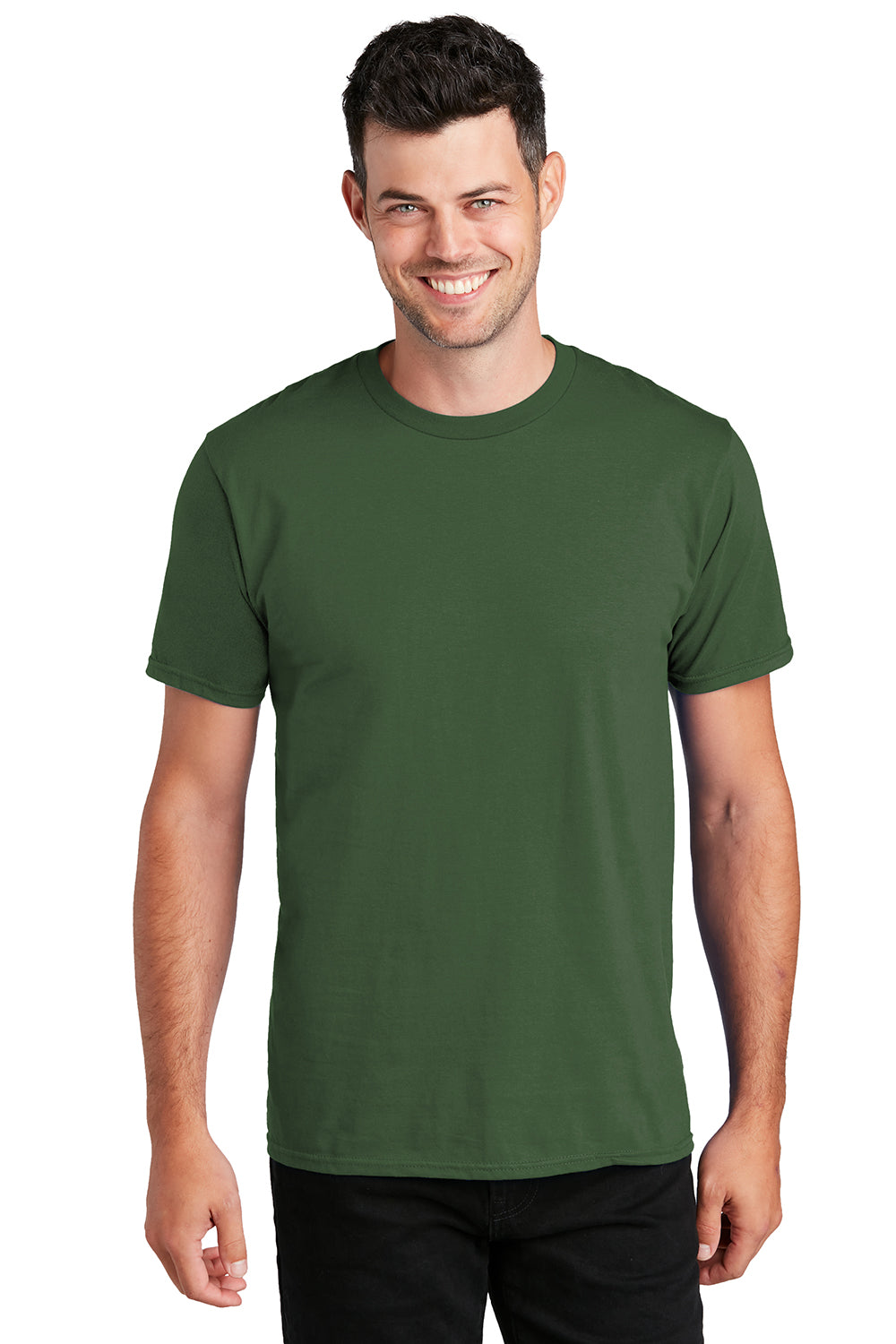 Port & Company PC450 Mens Fan Favorite Short Sleeve Crewneck T-Shirt Olive Green Model Front