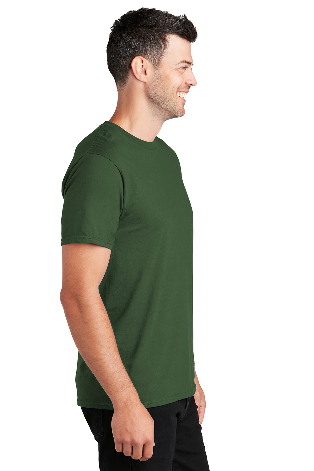 Port & Company PC450 Mens Fan Favorite Short Sleeve Crewneck T-Shirt Olive Green Model Side