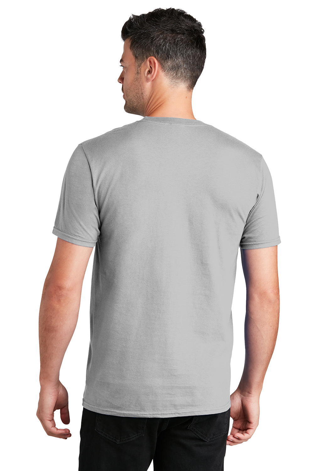 Port & Company PC450 Mens Fan Favorite Short Sleeve Crewneck T-Shirt Silver Grey Model Back