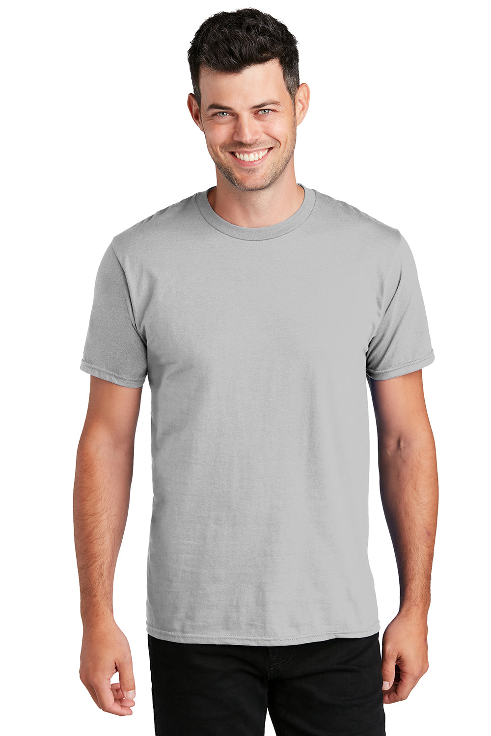 Port & Company PC450 Mens Fan Favorite Short Sleeve Crewneck T-Shirt Silver Grey Model Front