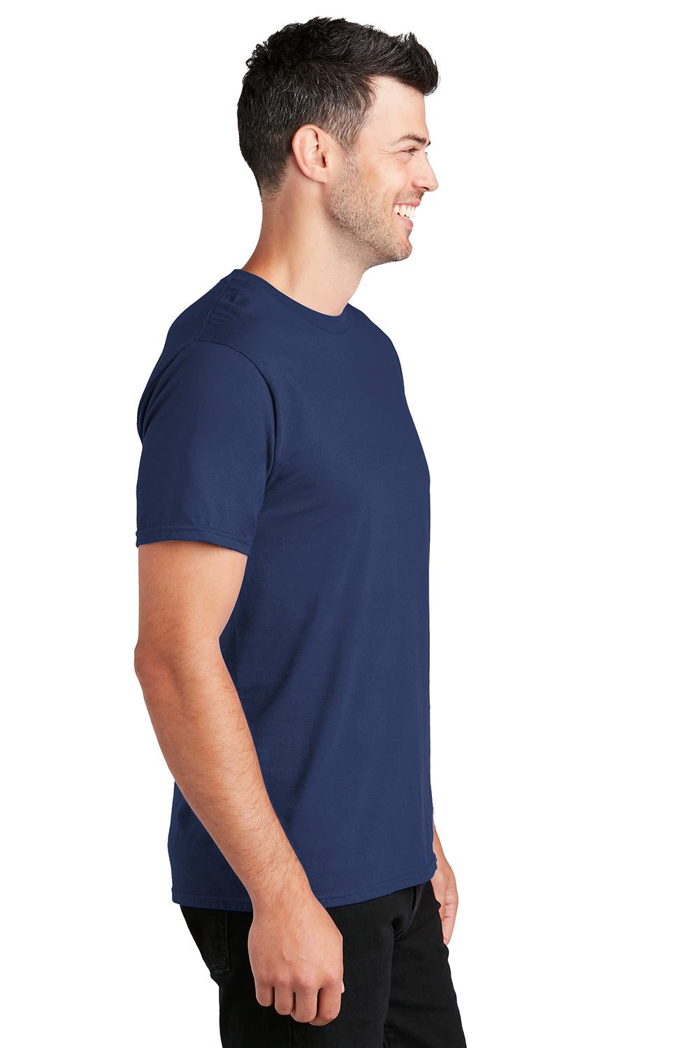 Port & Company PC450 Mens Fan Favorite Short Sleeve Crewneck T-Shirt Team Navy Blue Model Side