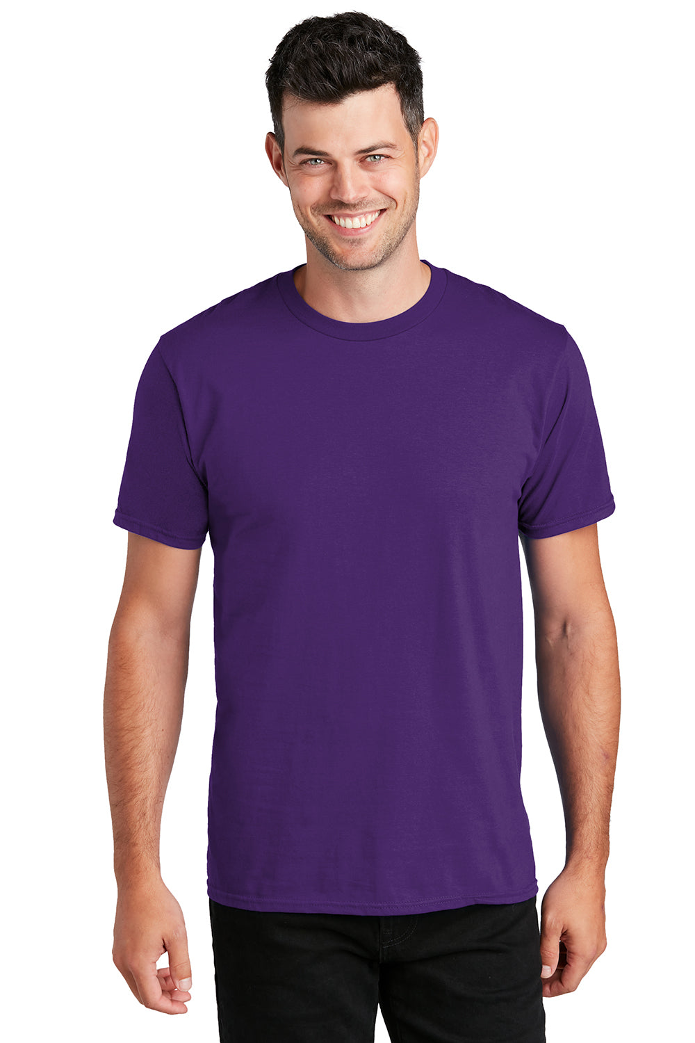 Port & Company PC450 Mens Fan Favorite Short Sleeve Crewneck T-Shirt Team Purple Model Front