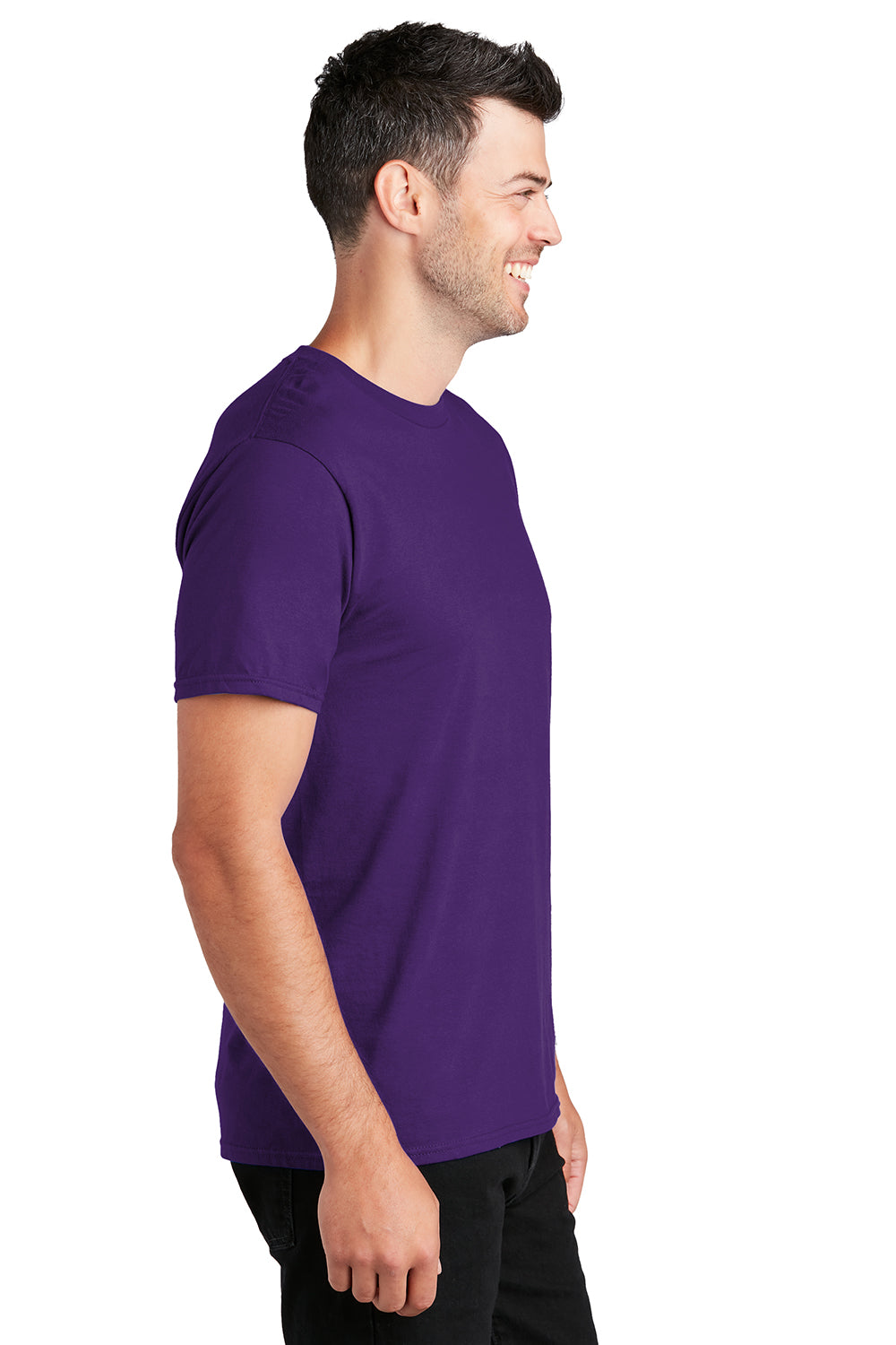 Port & Company PC450 Mens Fan Favorite Short Sleeve Crewneck T-Shirt Team Purple Model Side