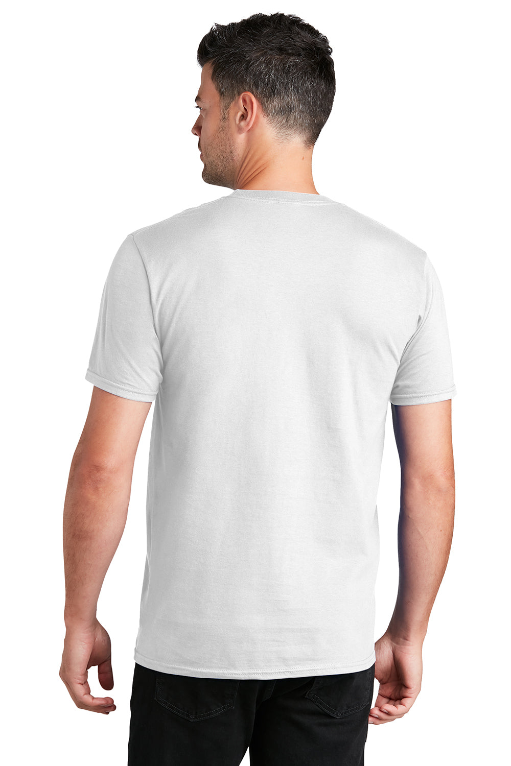 Port & Company PC450 Mens Fan Favorite Short Sleeve Crewneck T-Shirt White Model Back