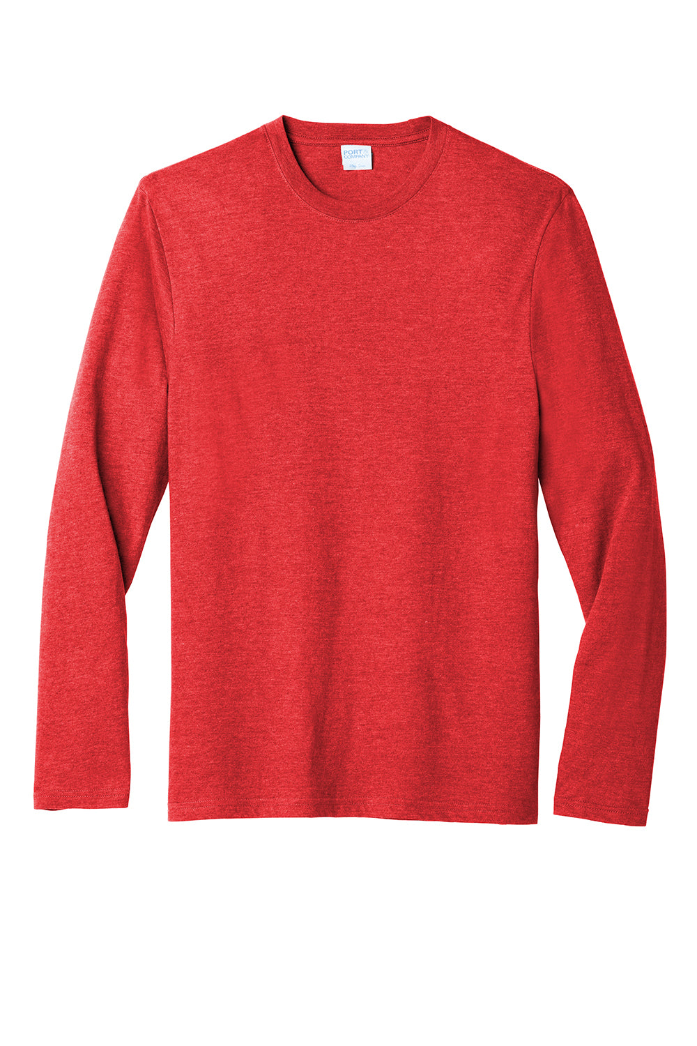 Port & Company PC455LS Mens Fan Favorite Long Sleeve Crewneck T-Shirt Heather Bright Red Flat Front