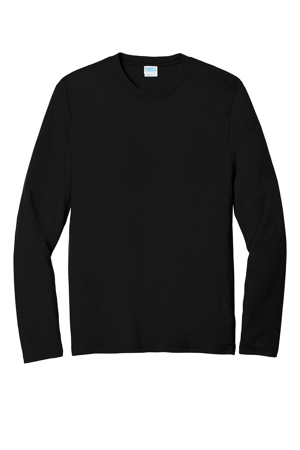 Port & Company PC455LS Mens Fan Favorite Long Sleeve Crewneck T-Shirt Jet Black Flat Front