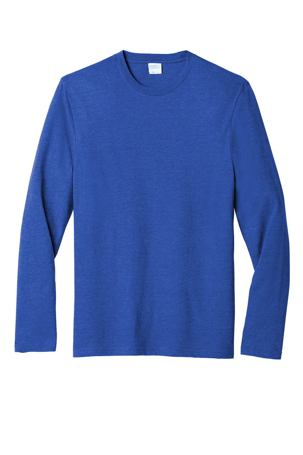 Port & Company PC455LS Mens Fan Favorite Long Sleeve Crewneck T-Shirt Heather True Royal Blue Flat Front