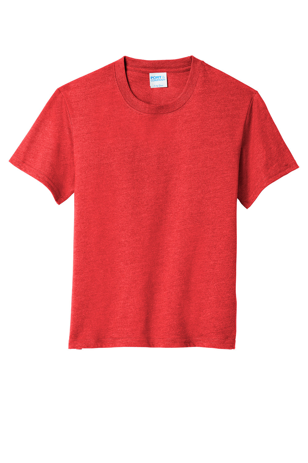 Port & Company PC455Y Youth Fan Favorite Short Sleeve Crewneck T-Shirt Heather Bright Red Flat Front