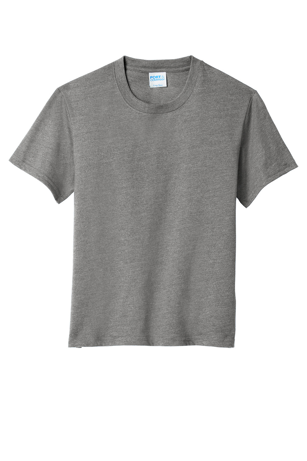 Port & Company PC455Y Youth Fan Favorite Short Sleeve Crewneck T-Shirt Heather Graphite Grey Flat Front