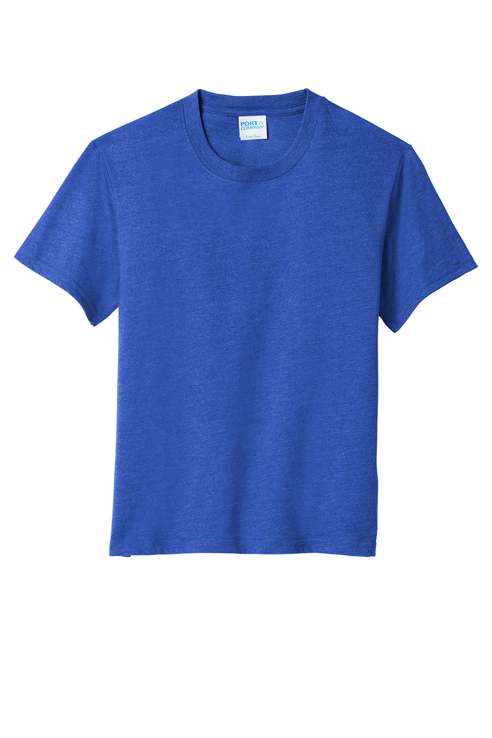 Port & Company PC455Y Youth Fan Favorite Short Sleeve Crewneck T-Shirt Heather True Royal Blue Flat Front