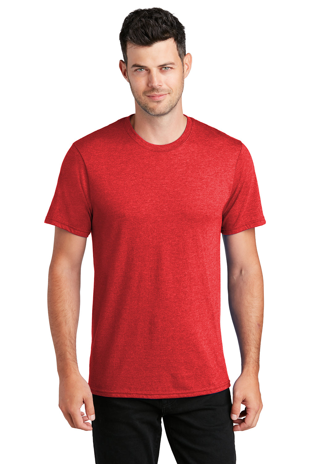 Port & Company PC455 Mens Fan Favorite Short Sleeve Crewneck T-Shirt Heather Bright Red Model Front