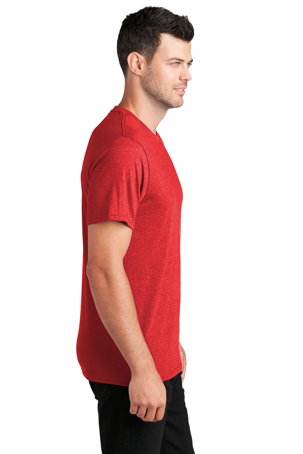 Port & Company PC455 Mens Fan Favorite Short Sleeve Crewneck T-Shirt Heather Bright Red Model Side