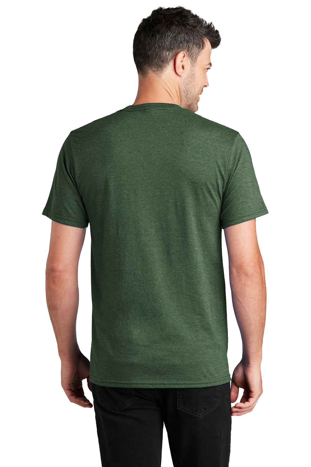 Port & Company PC455 Mens Fan Favorite Short Sleeve Crewneck T-Shirt Heather Forest Green Model Back