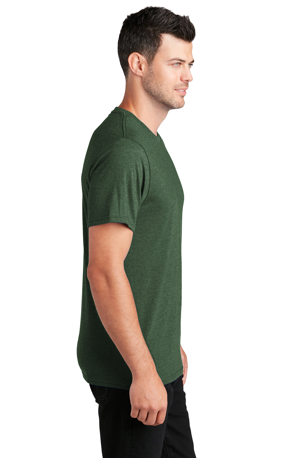 Port & Company PC455 Mens Fan Favorite Short Sleeve Crewneck T-Shirt Heather Forest Green Model Side