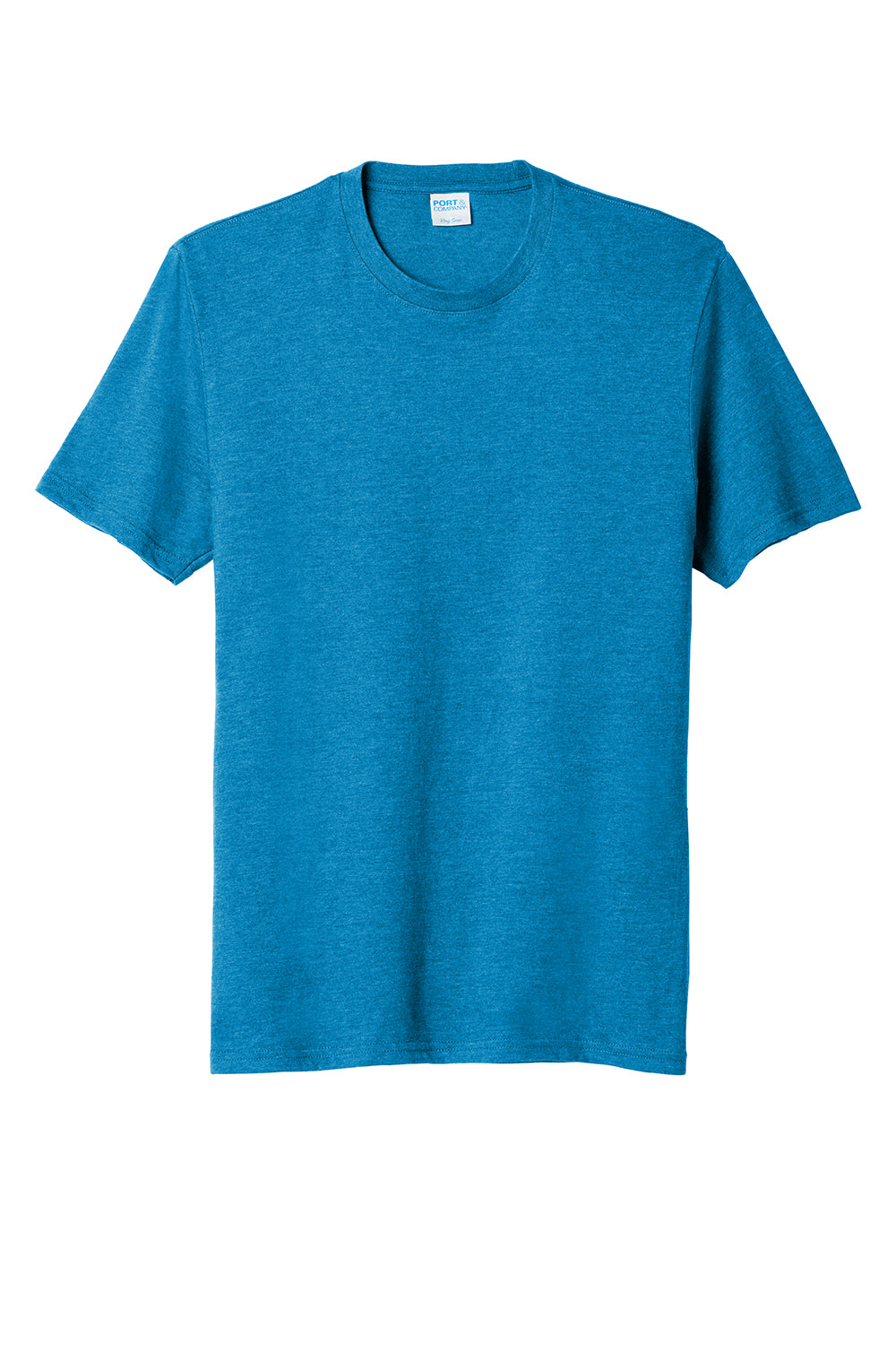 Port & Company PC455 Mens Fan Favorite Short Sleeve Crewneck T-Shirt Heather Sapphire Blue Flat Front