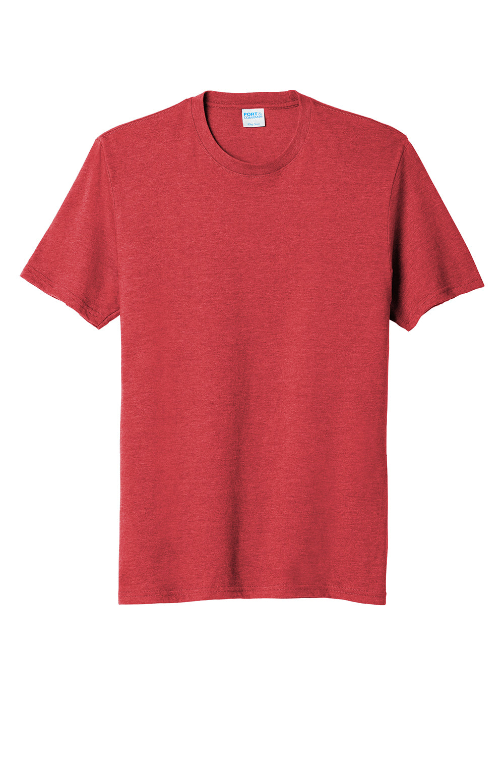 Port & Company PC455 Mens Fan Favorite Short Sleeve Crewneck T-Shirt Heather Team Cardinal Red Flat Front