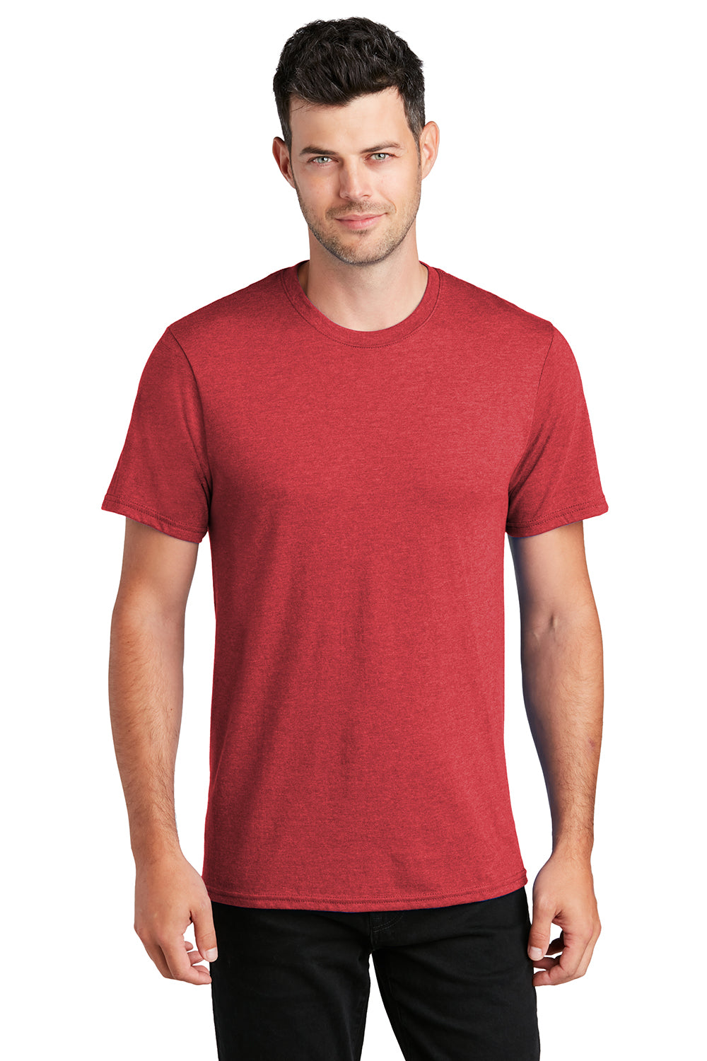 Port & Company PC455 Mens Fan Favorite Short Sleeve Crewneck T-Shirt Heather Team Cardinal Red Model Front