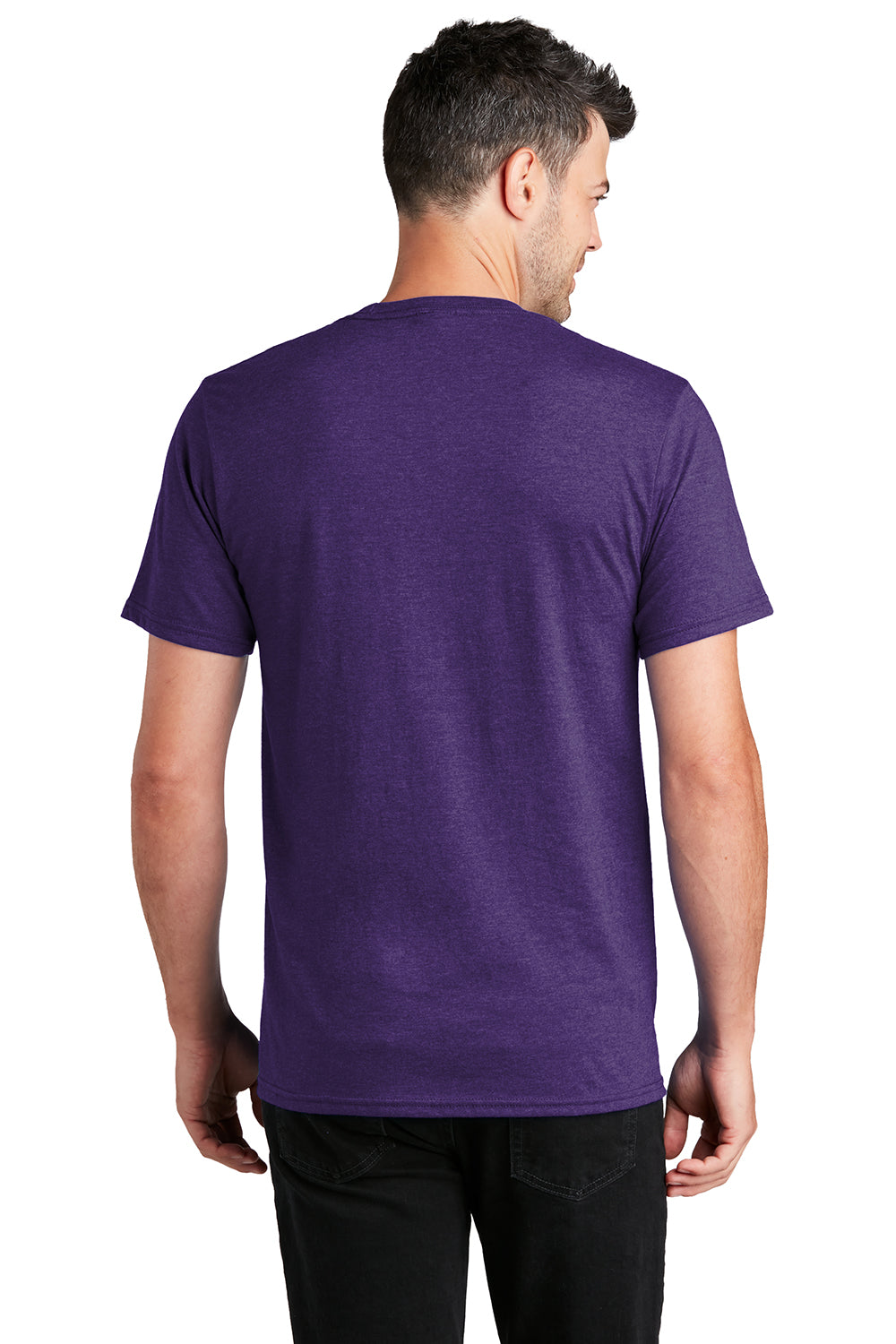 Port & Company PC455 Mens Fan Favorite Short Sleeve Crewneck T-Shirt Heather Team Purple Model Back