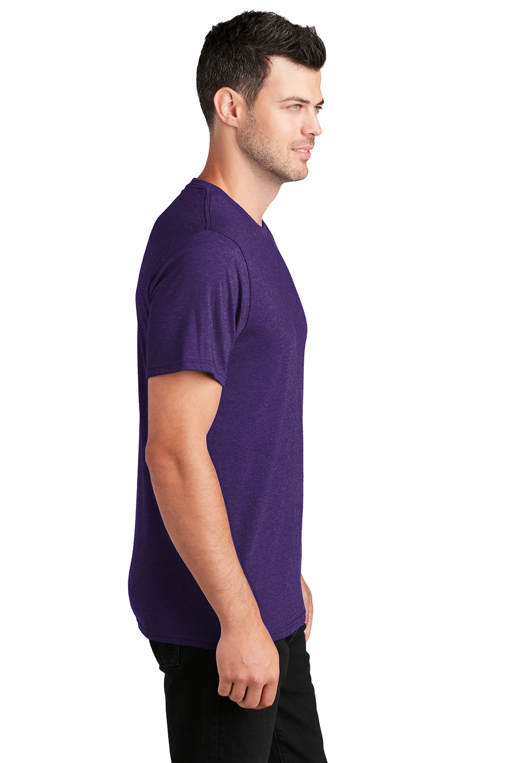 Port & Company PC455 Mens Fan Favorite Short Sleeve Crewneck T-Shirt Heather Team Purple Model Side