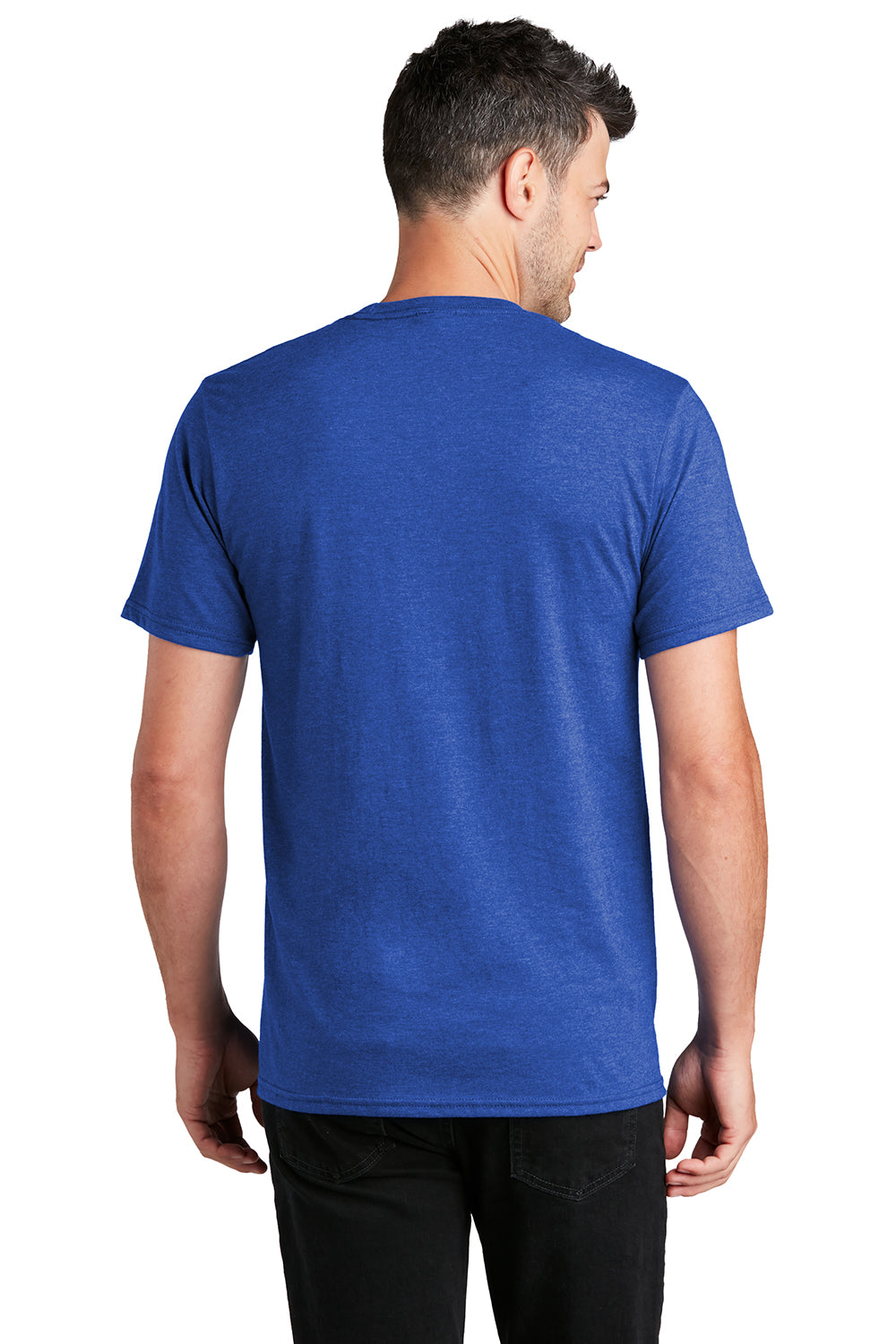 Port & Company PC455 Mens Fan Favorite Short Sleeve Crewneck T-Shirt Heather True Royal Blue Model Back