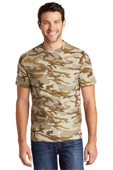 Port & Company PC54C Mens Core Short Sleeve Crewneck T-Shirt Desert Camo Model Front