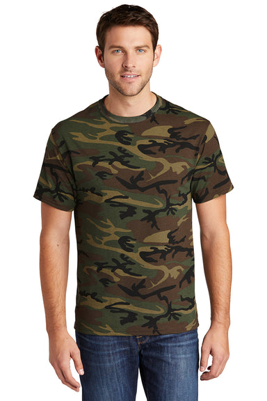 Port & Company PC54C Mens Core Short Sleeve Crewneck T-Shirt Military Camo Model Front