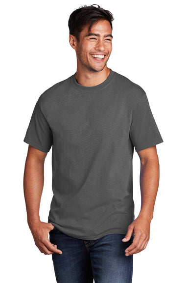 Port & Company PC54DTG Mens Core Cotton DTG Short Sleeve Crewneck T-Shirt Charcoal Grey Model Front