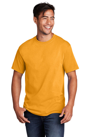 Port & Company PC54DTG Mens Core Cotton DTG Short Sleeve Crewneck T-Shirt Gold Model Front