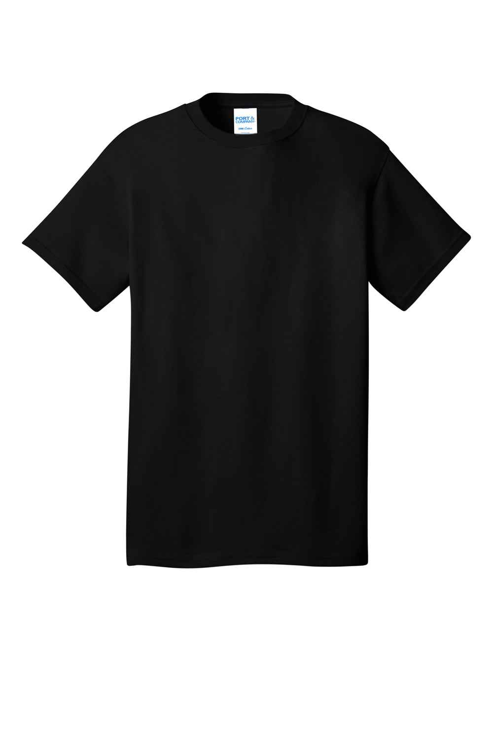 Port & Company PC54DTG Mens Core Cotton DTG Short Sleeve Crewneck T-Shirt Jet Black Flat Front