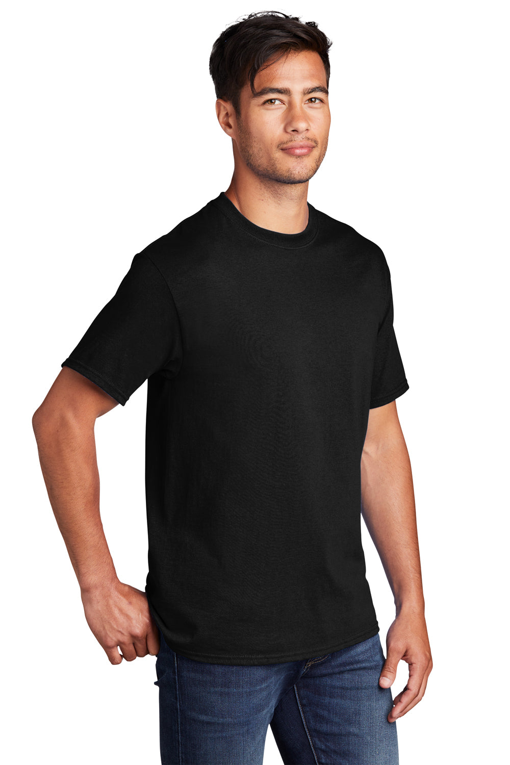 Port & Company PC54DTG Mens Core Cotton DTG Short Sleeve Crewneck T-Shirt Jet Black Model 3q