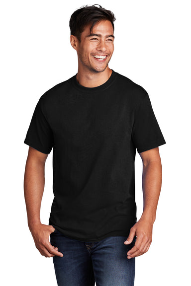 Port & Company PC54DTG Mens Core Cotton DTG Short Sleeve Crewneck T-Shirt Jet Black Model Front